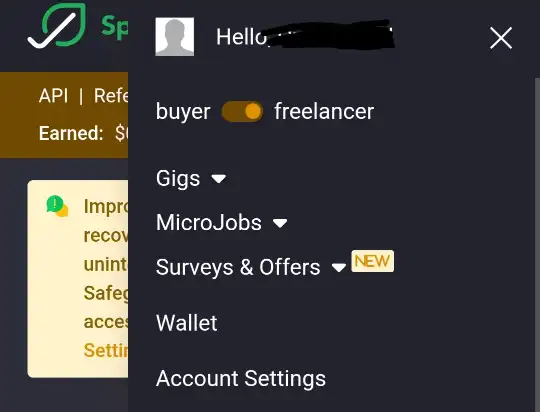 Toggle on freelancer on SproutGigs